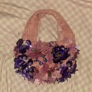 Beaded Pink and Purple Women's Bag